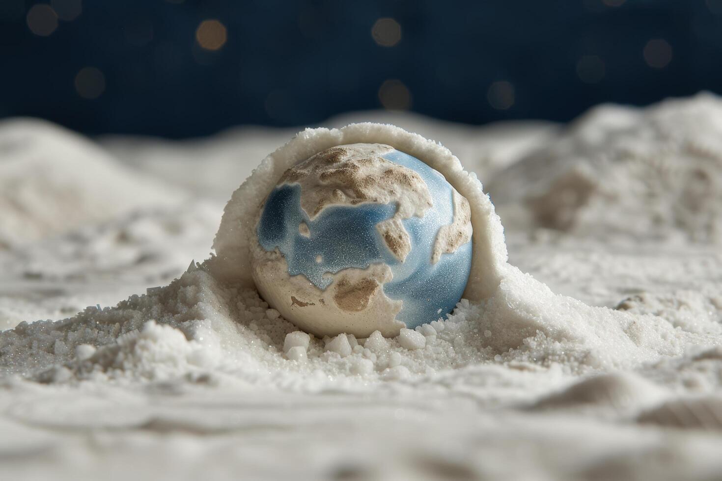 Snowy globe in winter landscape photo