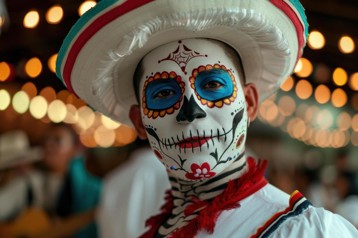 Colorful day of the dead mask with feathers photo