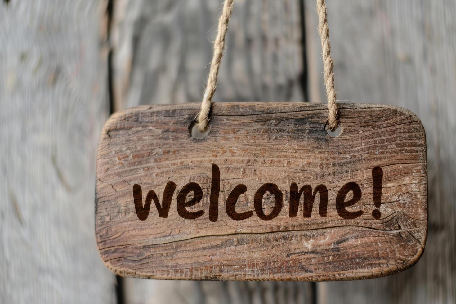Rustic wooden welcome sign photo