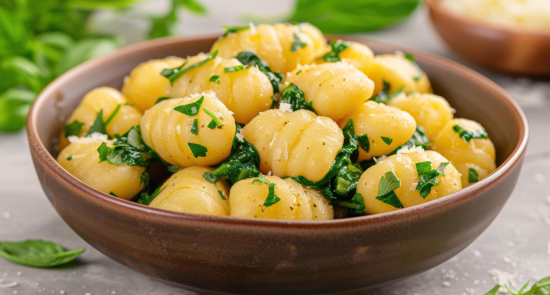 Delicious roasted potatoes with fresh herbs photo