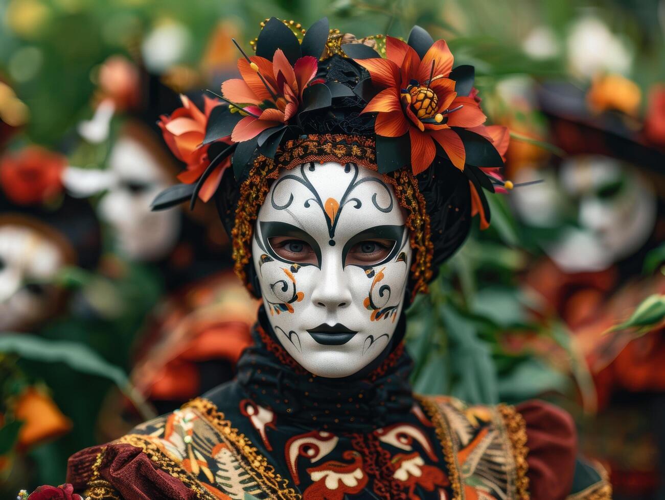 ornate floral mask in vibrant colors photo
