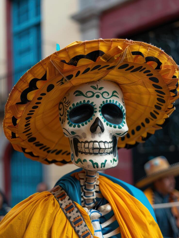 colorful day of the dead skeleton figure photo