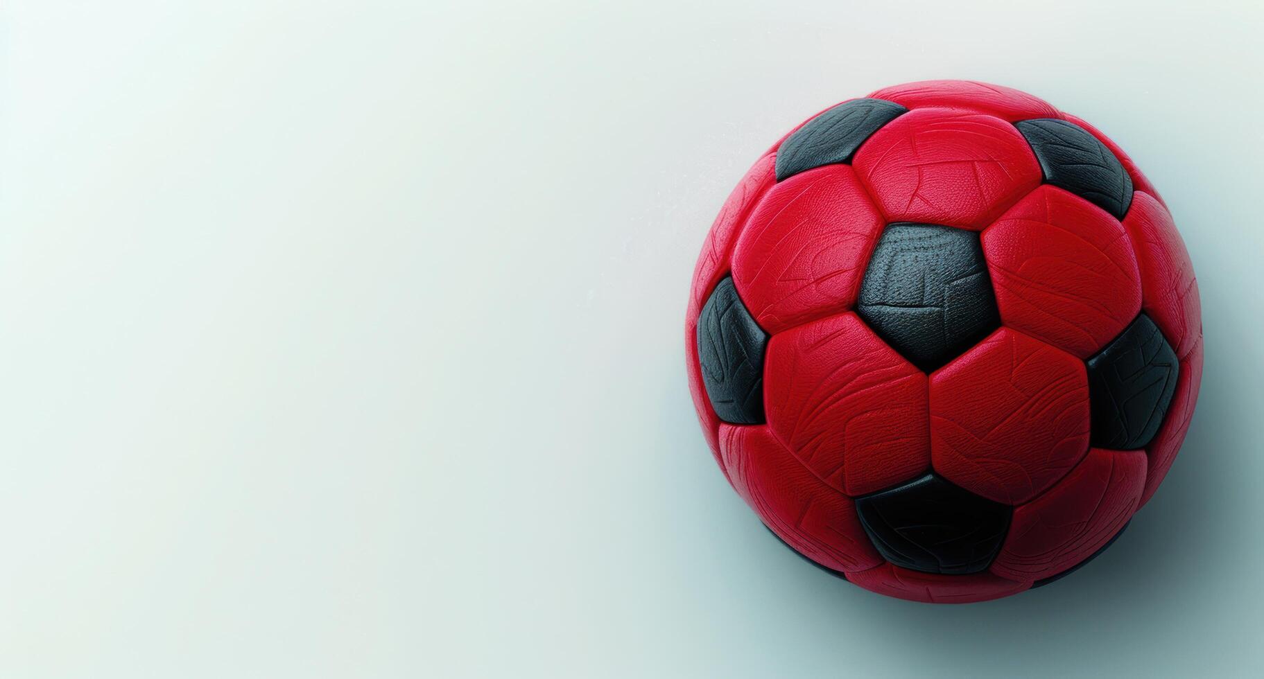 red and black soccer ball on white background photo