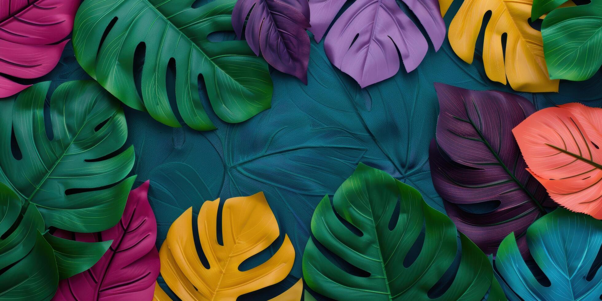 Vibrant tropical leaves background photo