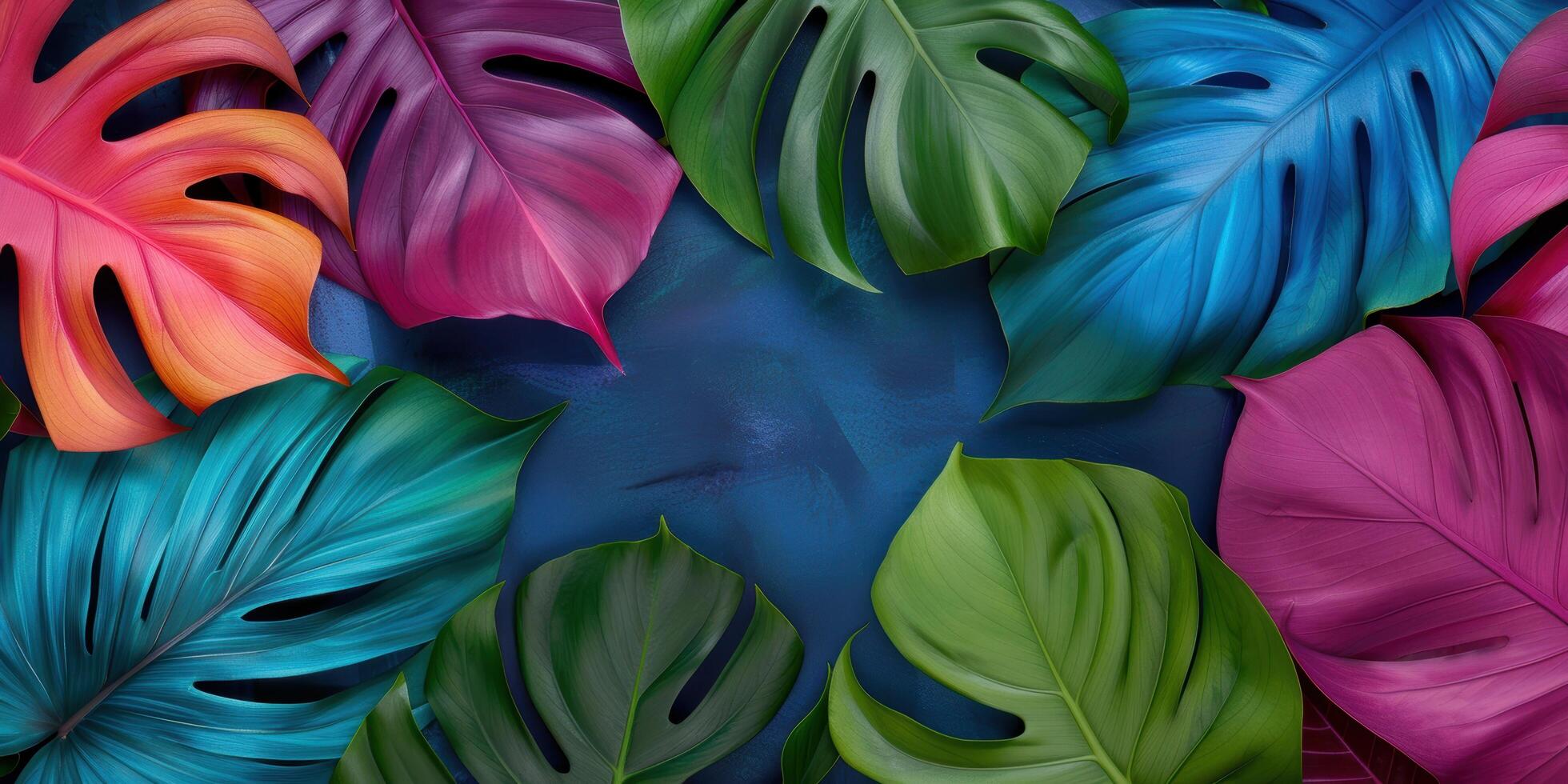 Vibrant tropical leaves background photo
