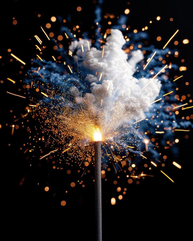 Colorful fireworks display in the night sky photo