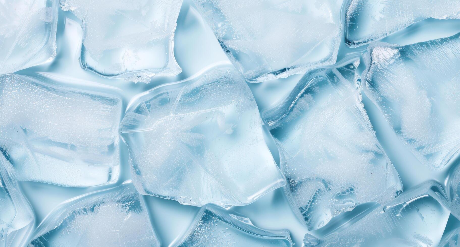 Frozen ice cubes in close up photo