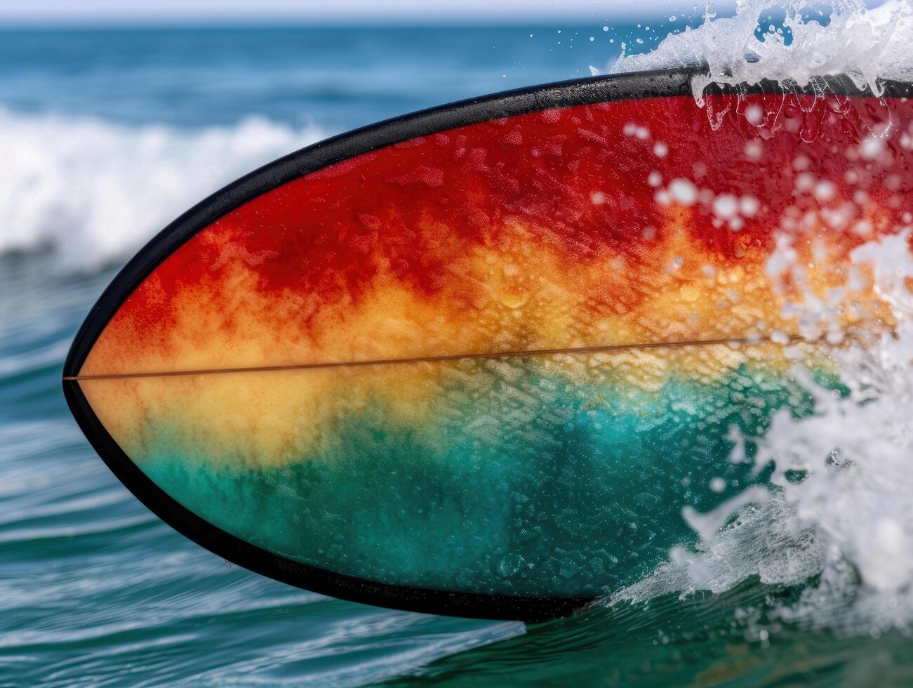 Colorful surfboard in the ocean photo
