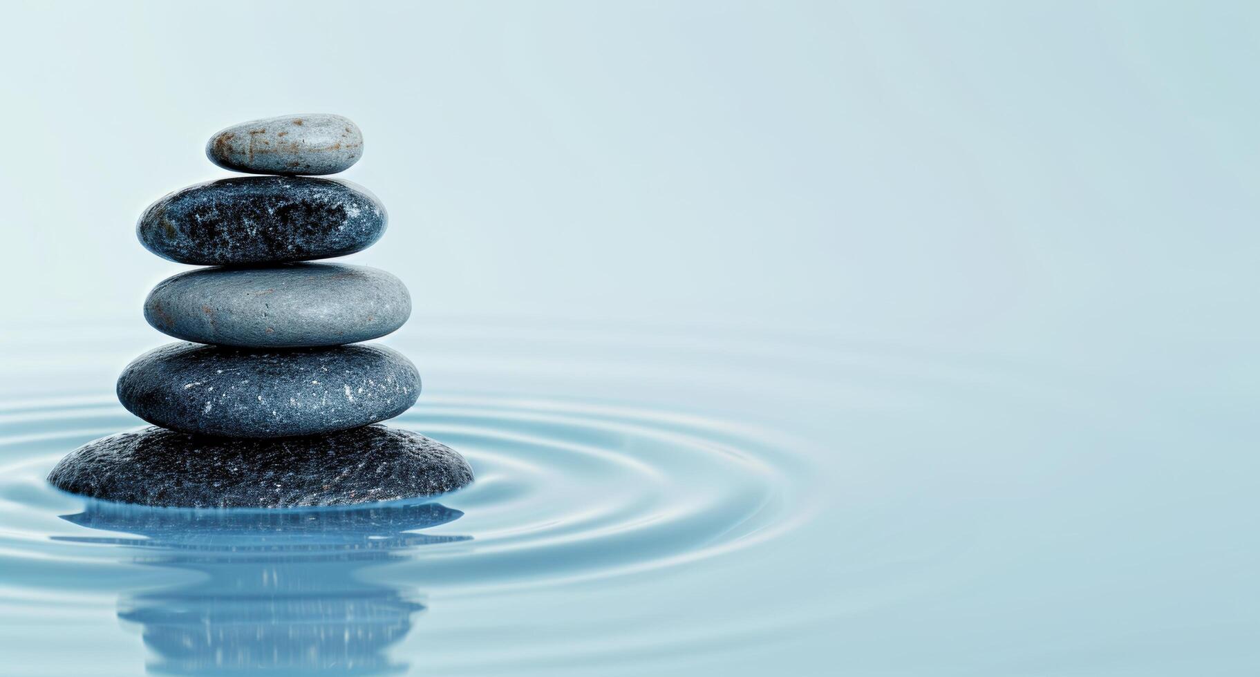 Balanced zen stones in water with ripples photo