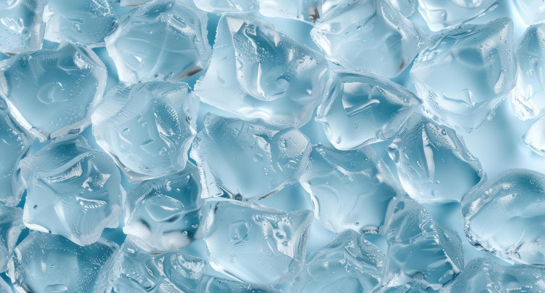 Frozen water texture with ice cubes photo