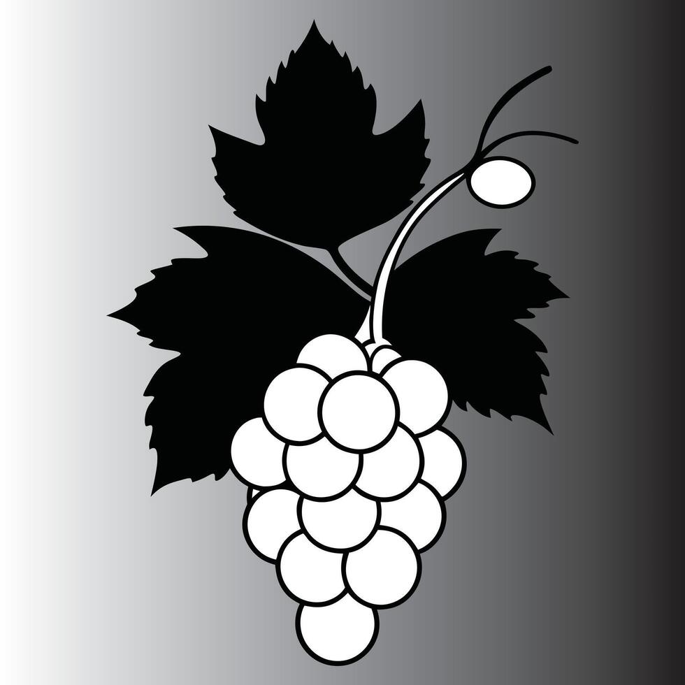 Grape Cluster Illustration Elegant Black and White Icon for Vintage Designs. vector