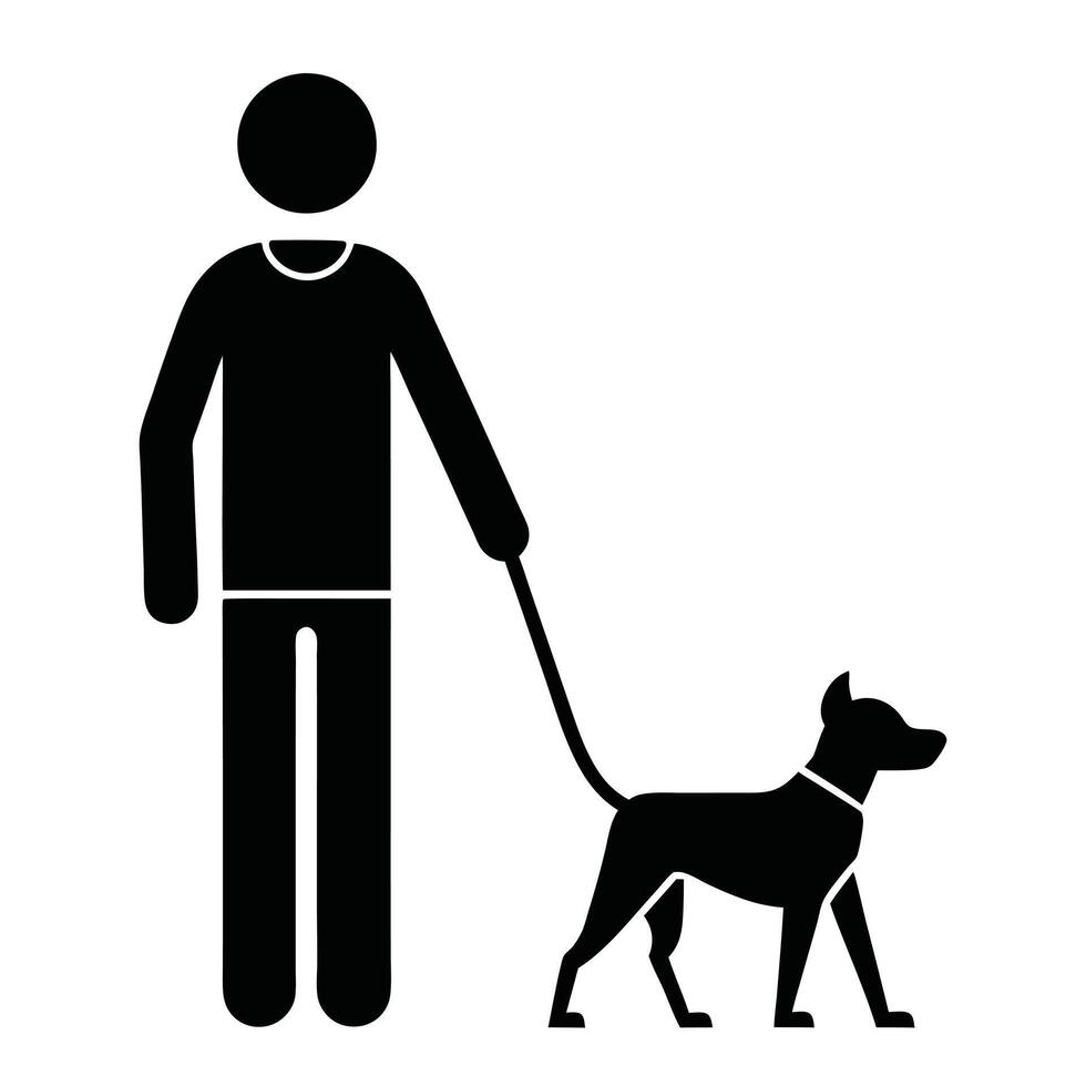 Human And Dog Walking Icon Minimalist Line Art for Urban Concepts. vector