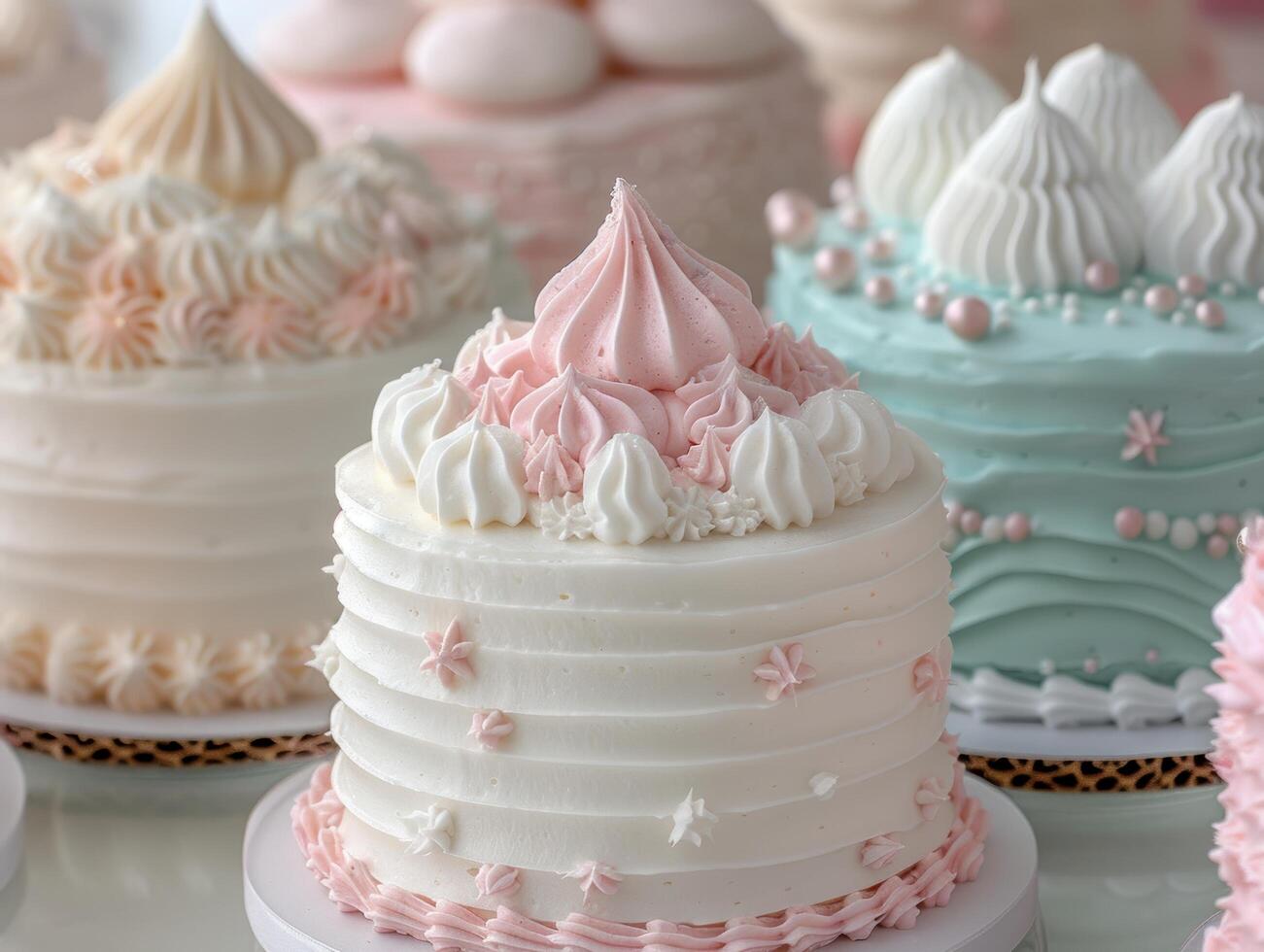 Elegant and colorful wedding cake with intricate decorations photo