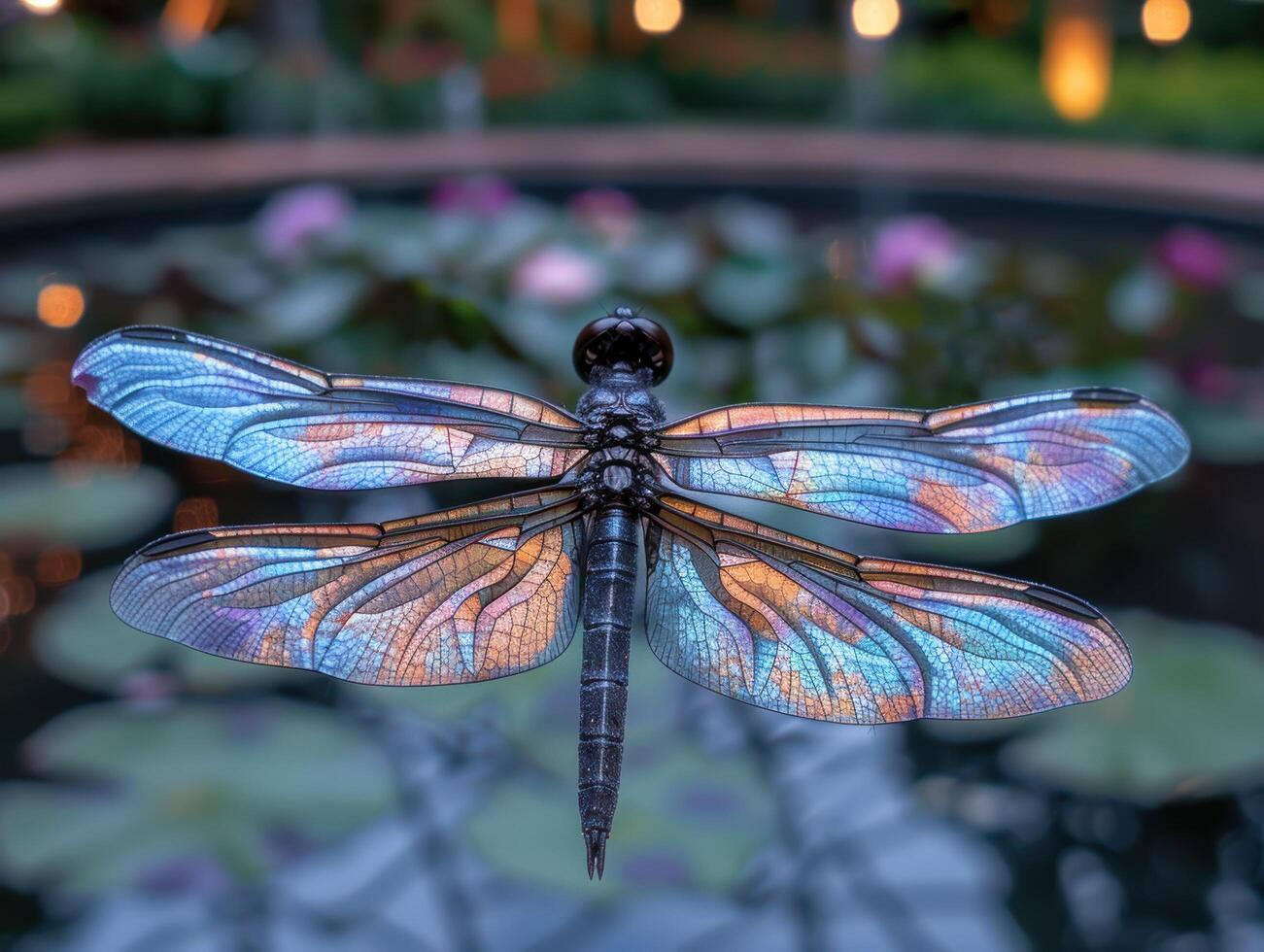 Vibrant dragonfly with intricate wings photo