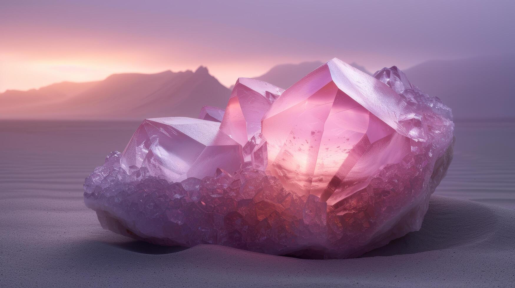 Stunning crystal formation in a serene landscape photo