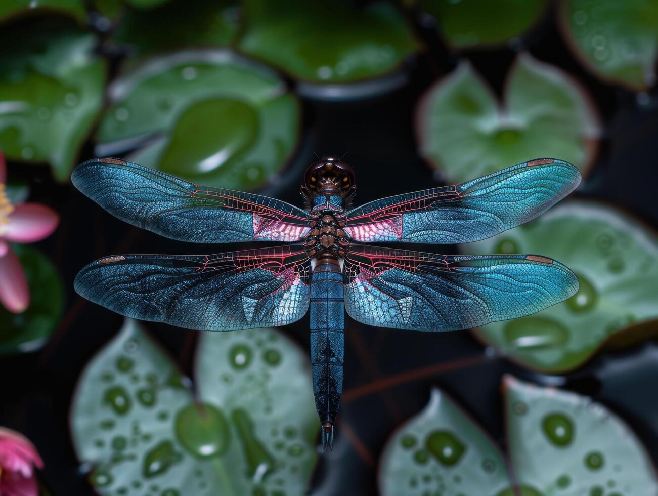 Vibrant dragonfly with iridescent wings photo