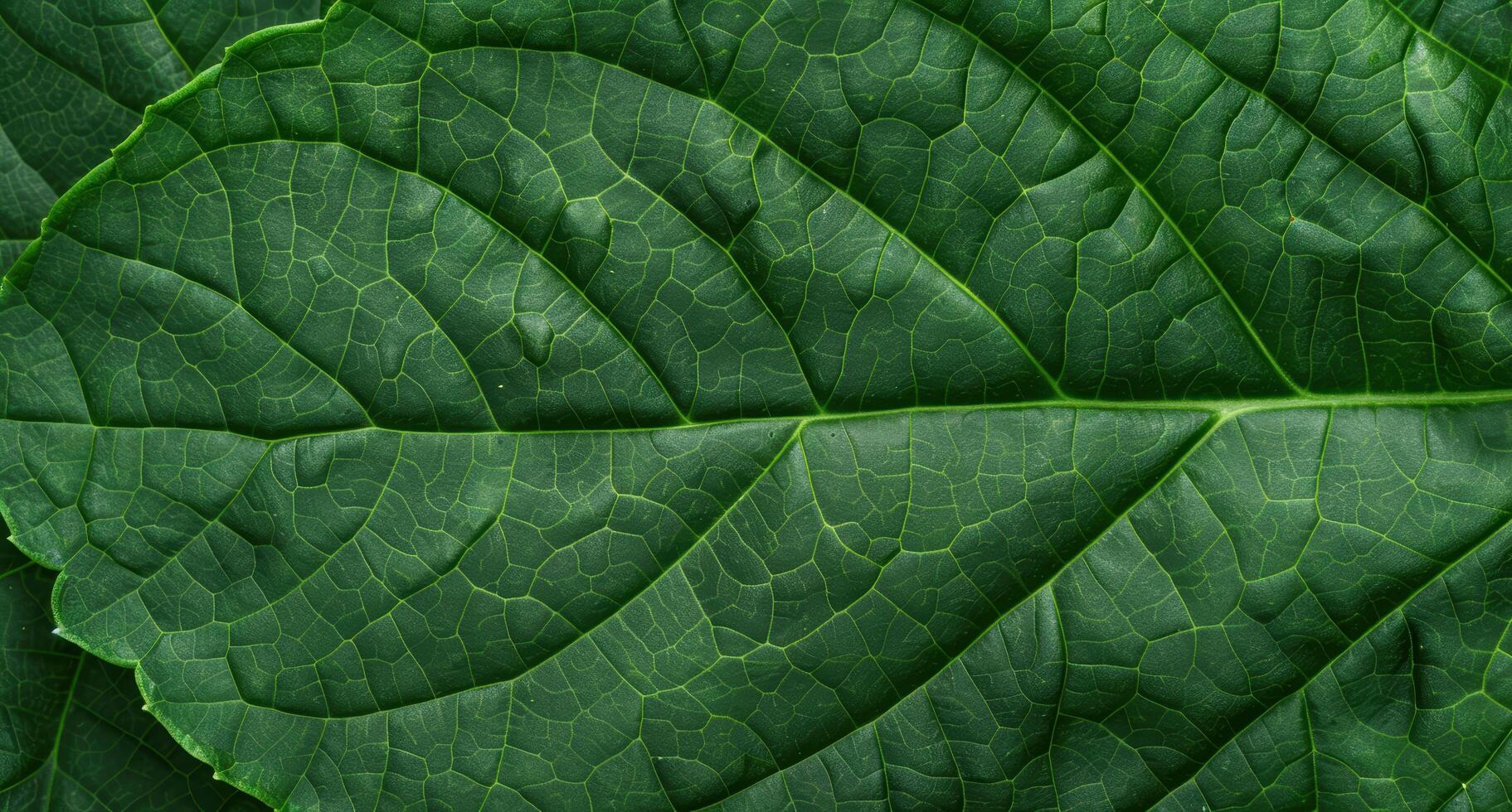 Detailed macro shot of a green leaf photo