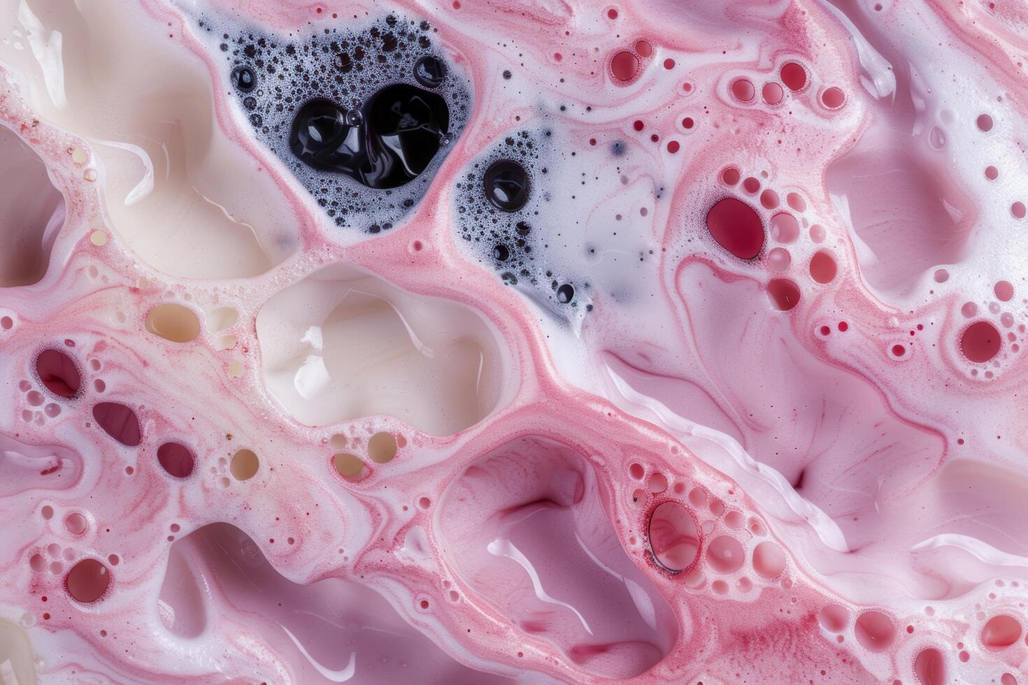 abstract fluid art background with pink and black swirls photo