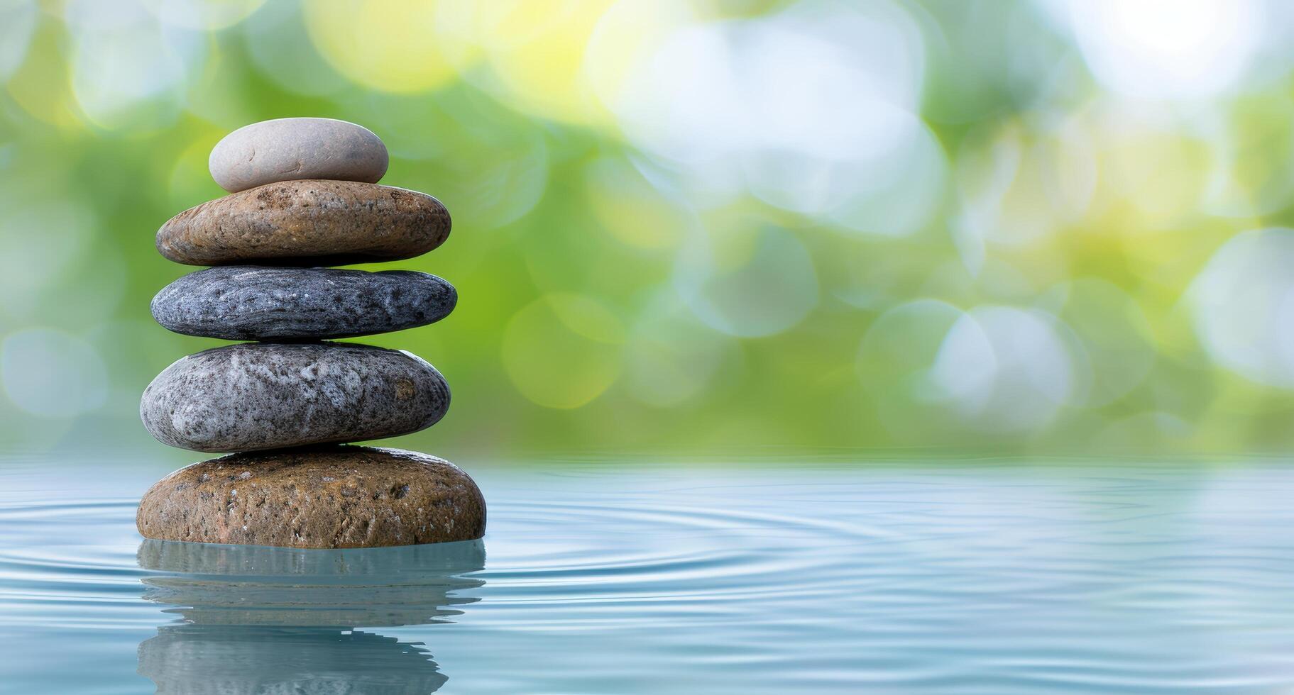 Stacked stones in tranquil water photo