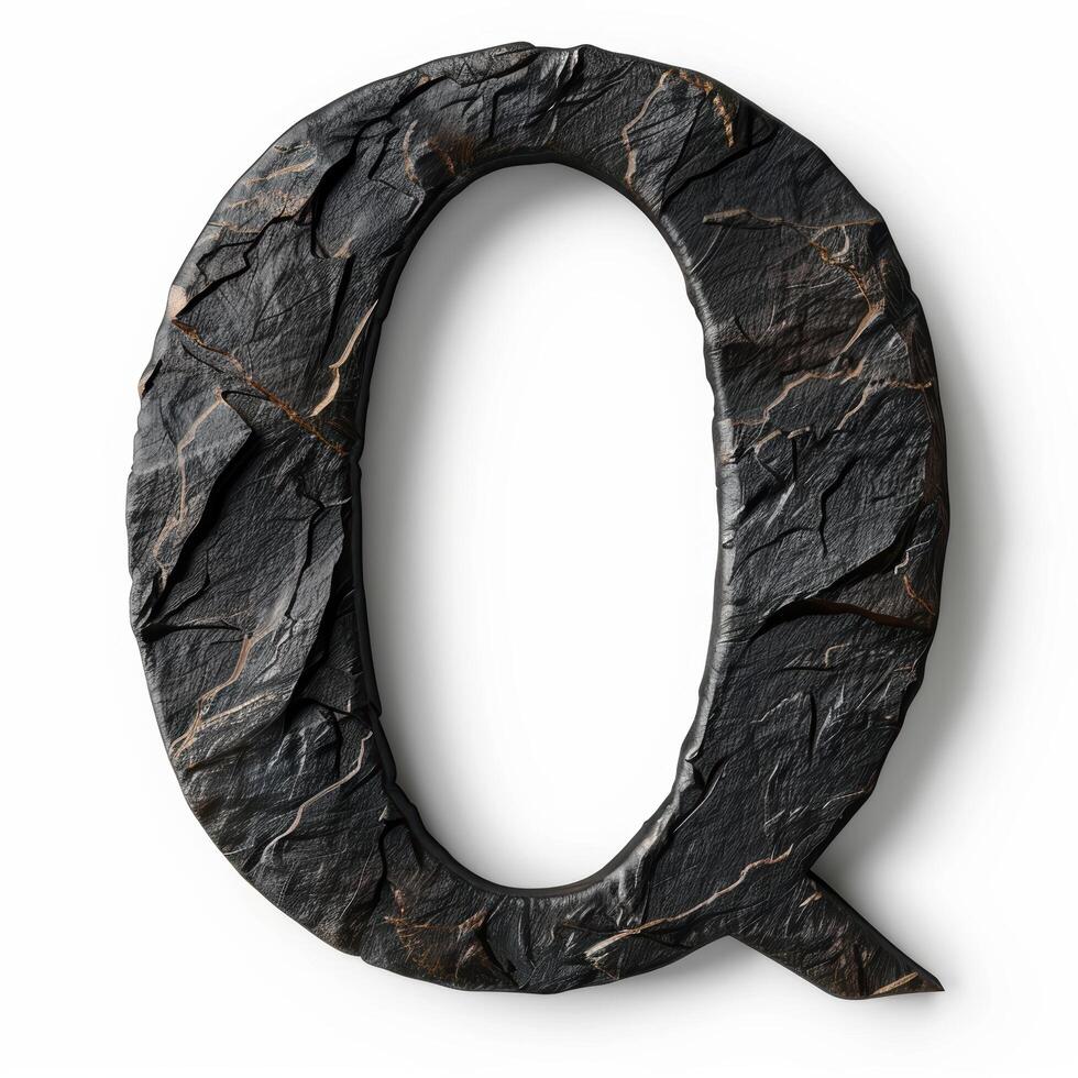 Cracked stone letter Q photo