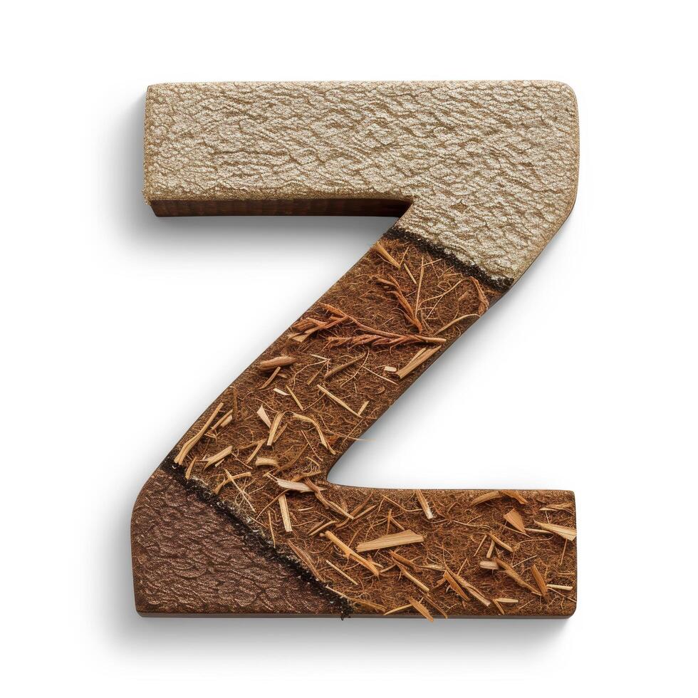 Wooden number z made of natural materials photo