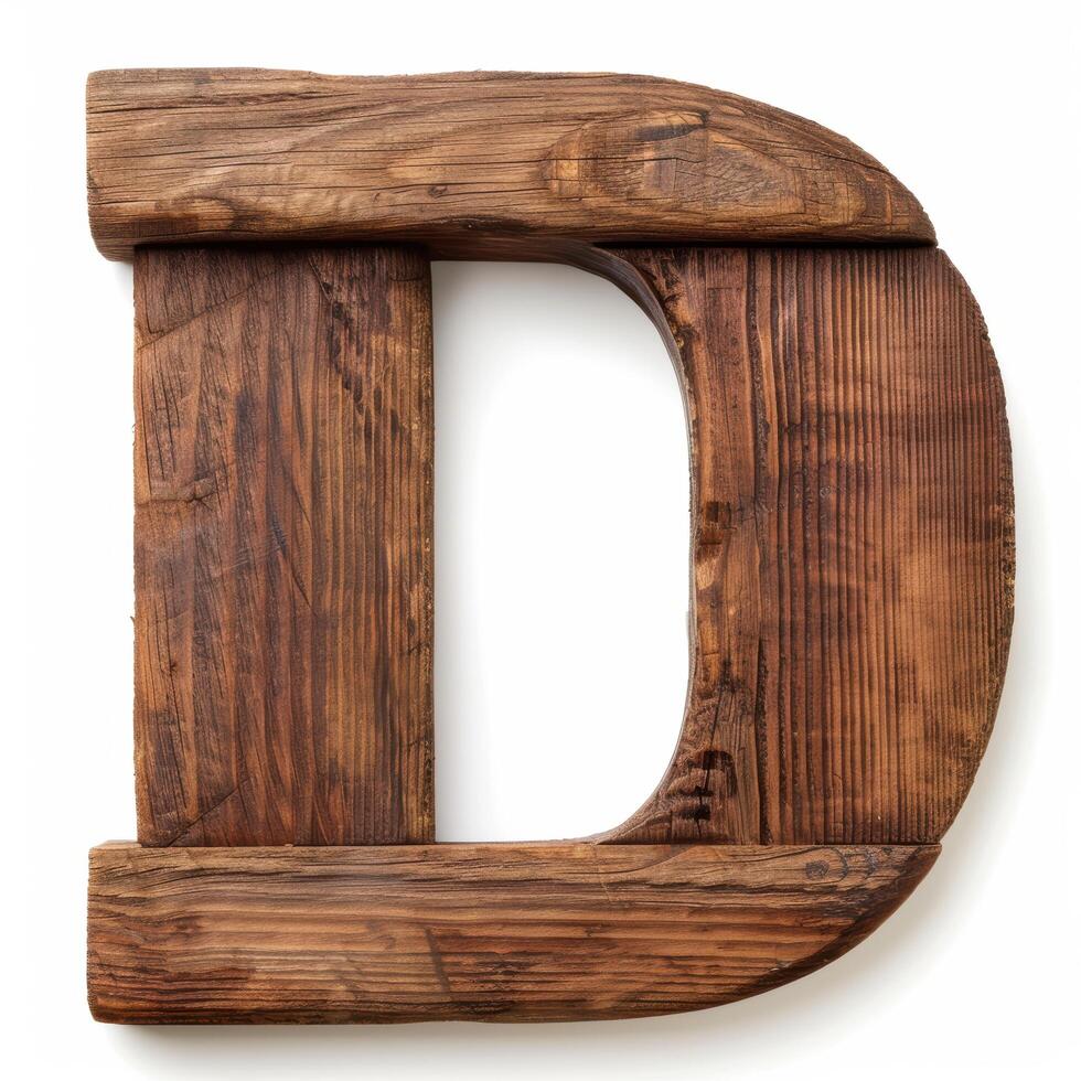 Rustic wooden letter D photo