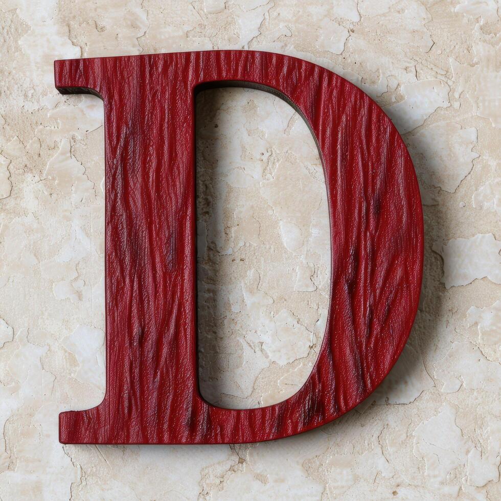 Wooden letter D in red color photo