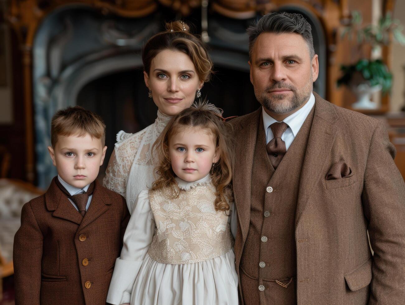 family portrait in vintage style clothing photo