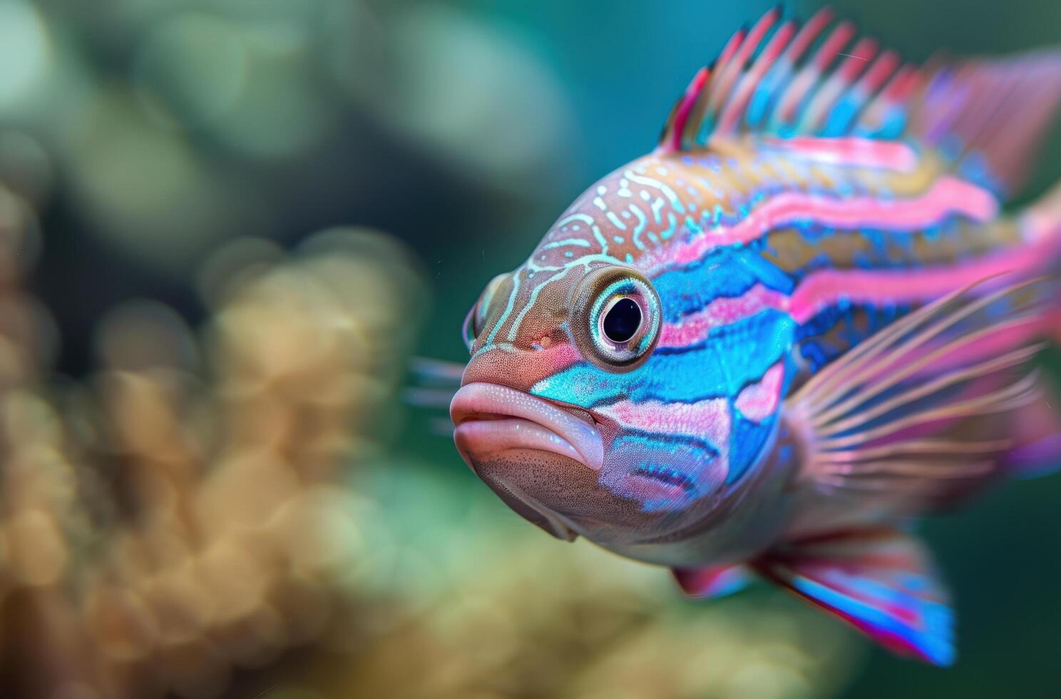 Colorful tropical fish close up photo