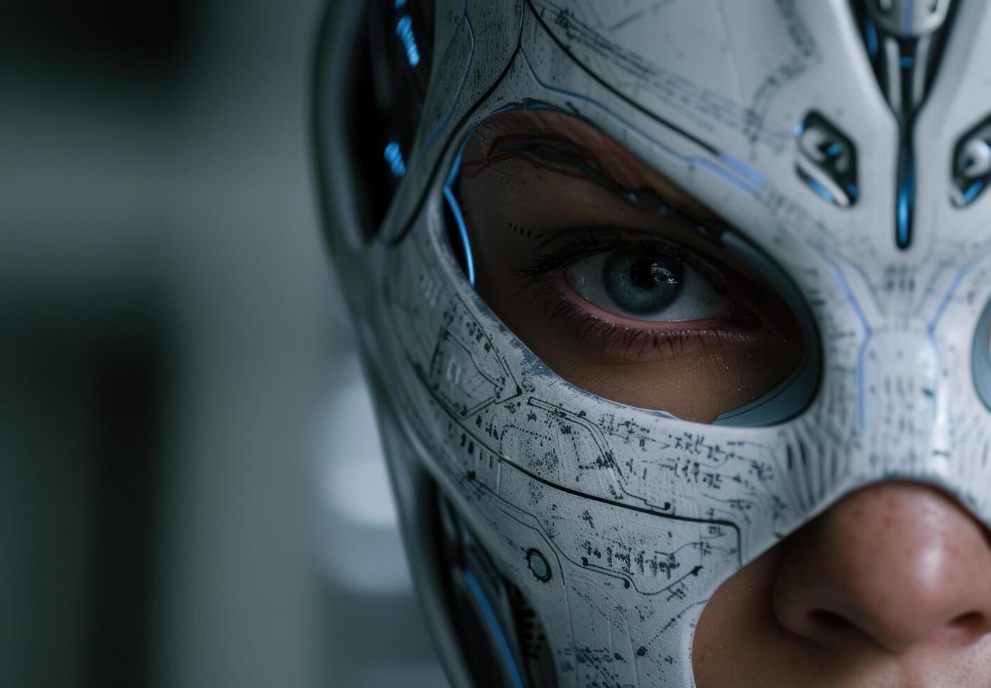 mysterious person in futuristic mask photo