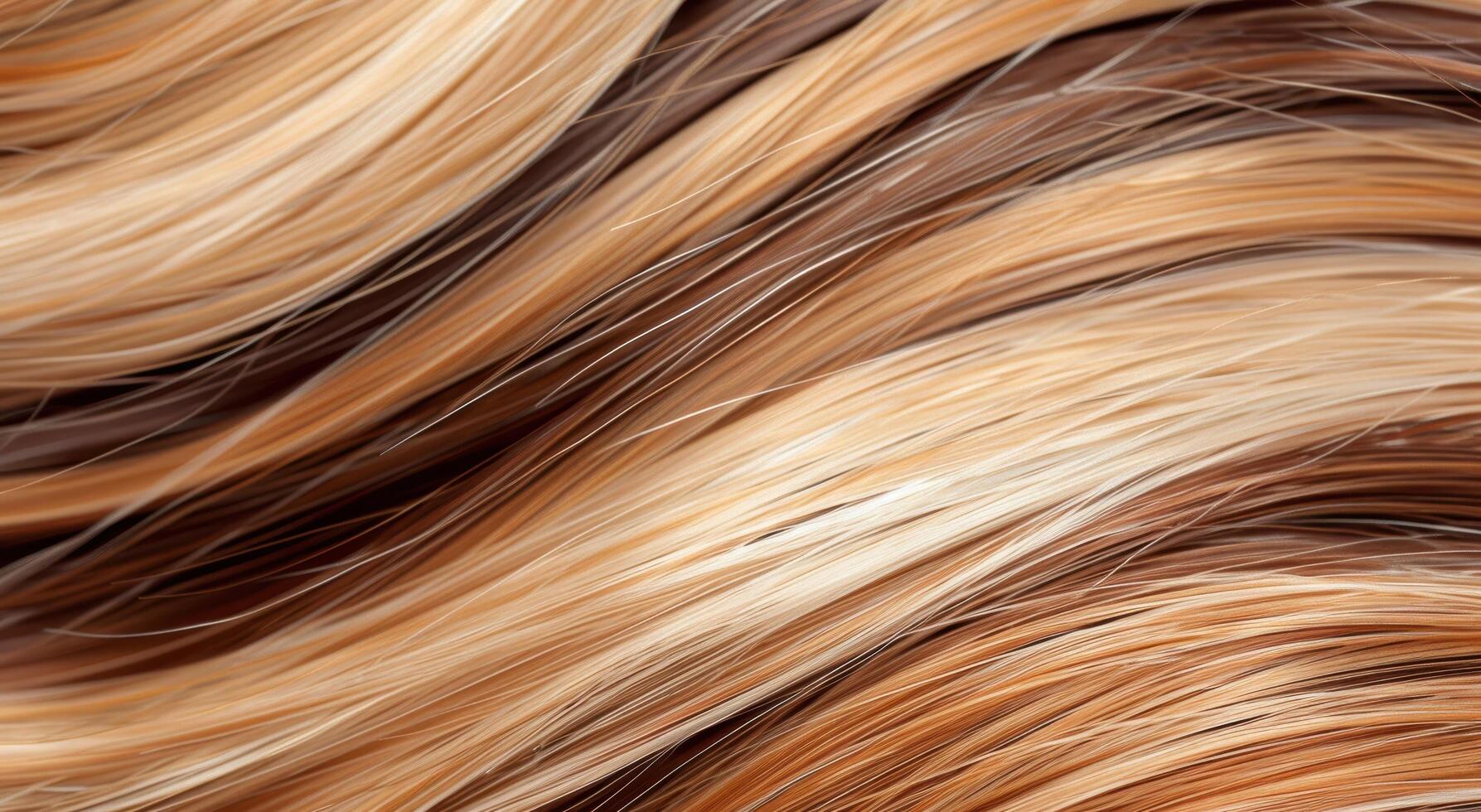 Closeup of blonde and brown hair strands photo