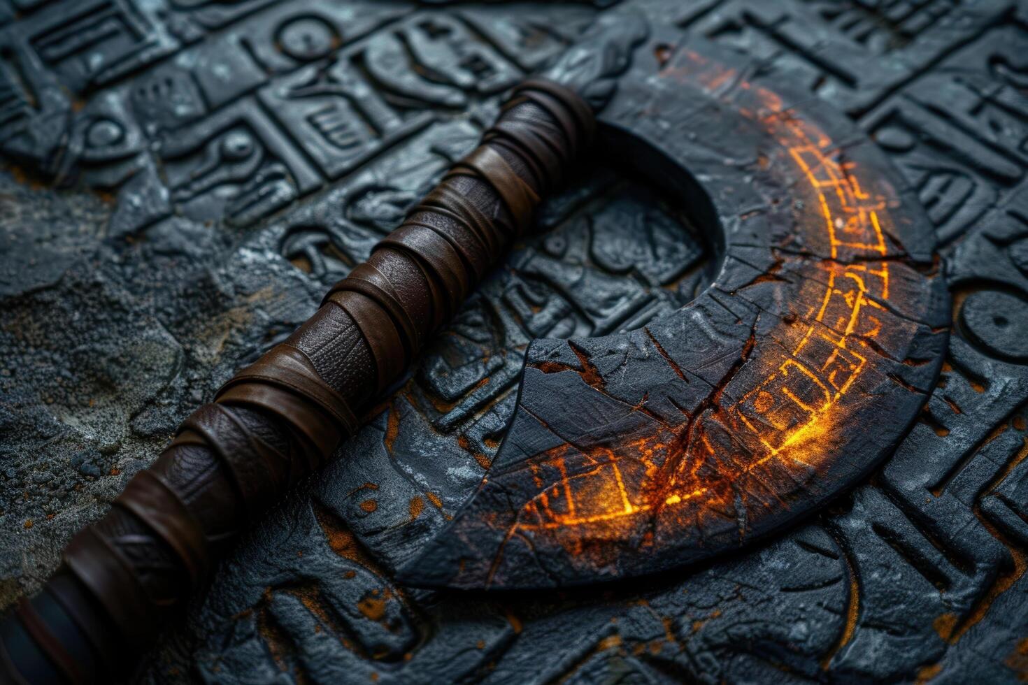 ancient amulet on dark background photo