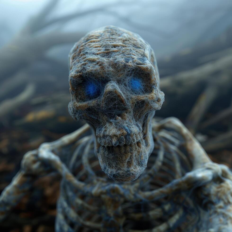 Creepy skull like figure in the dark photo