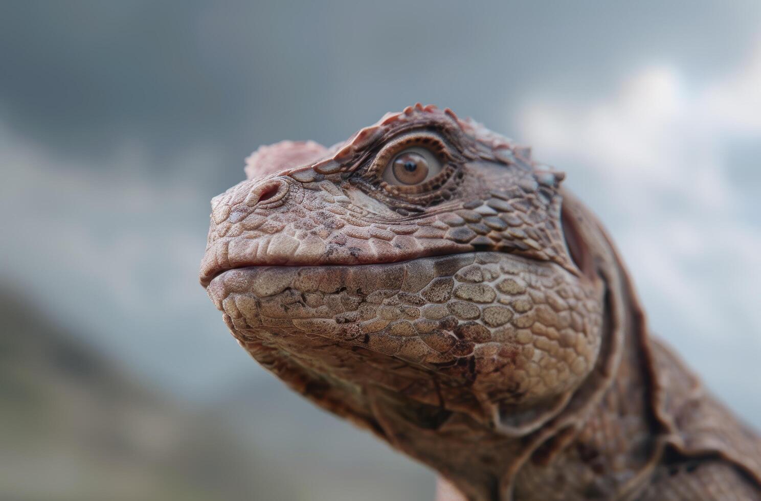 close up of a reptiles head photo