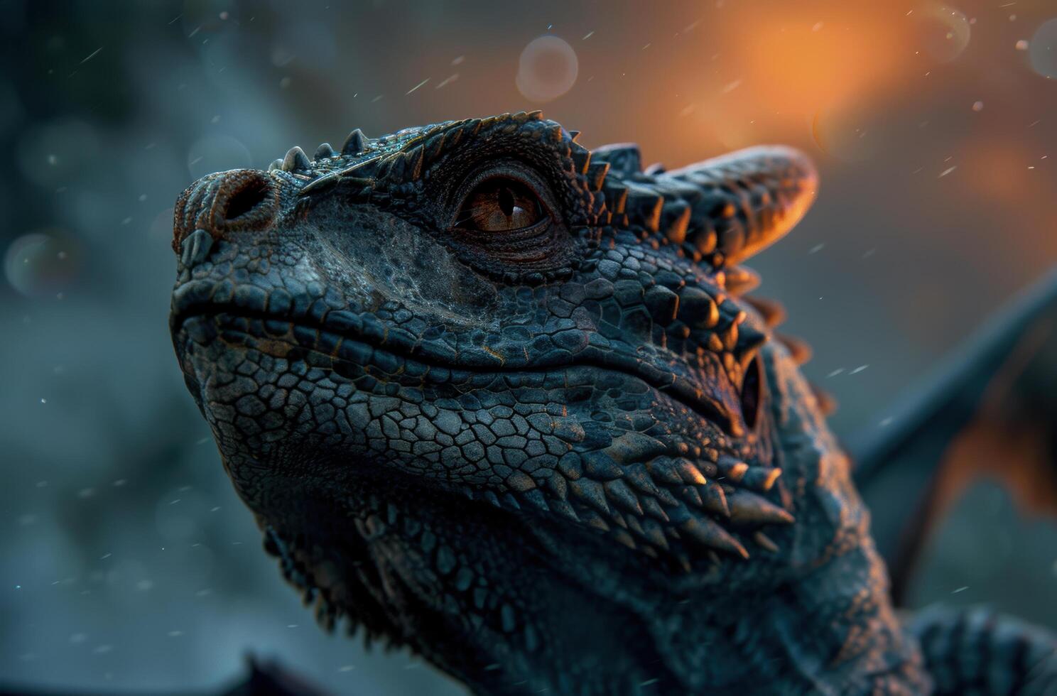 Close up of a fierce looking dragon like creature photo