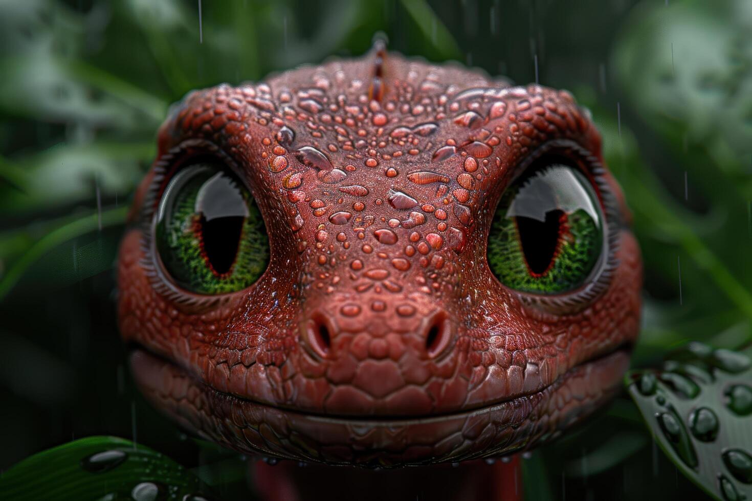 Close up of a red eyed tree frog with water droplets photo