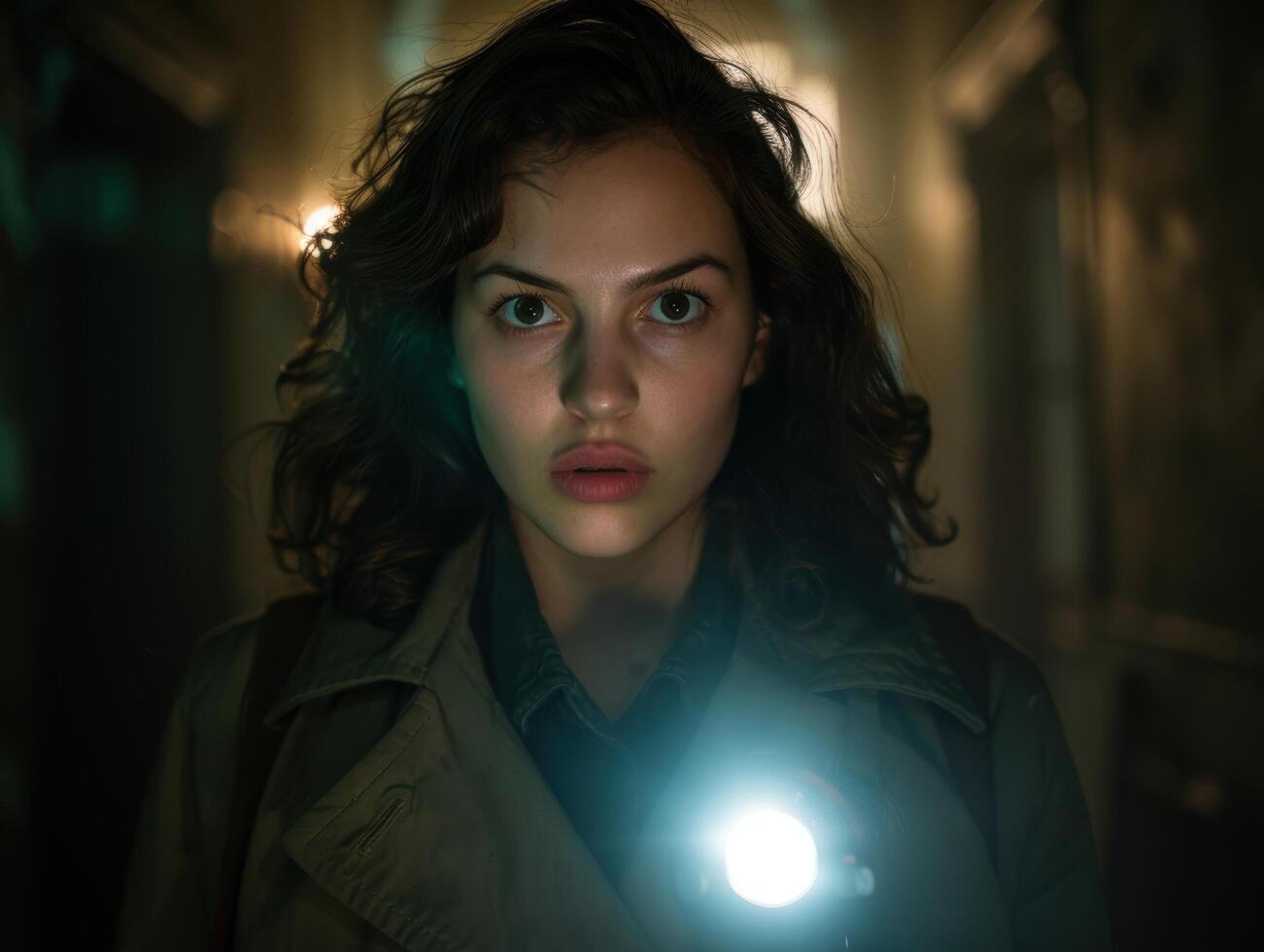 mysterious woman with glowing orb photo