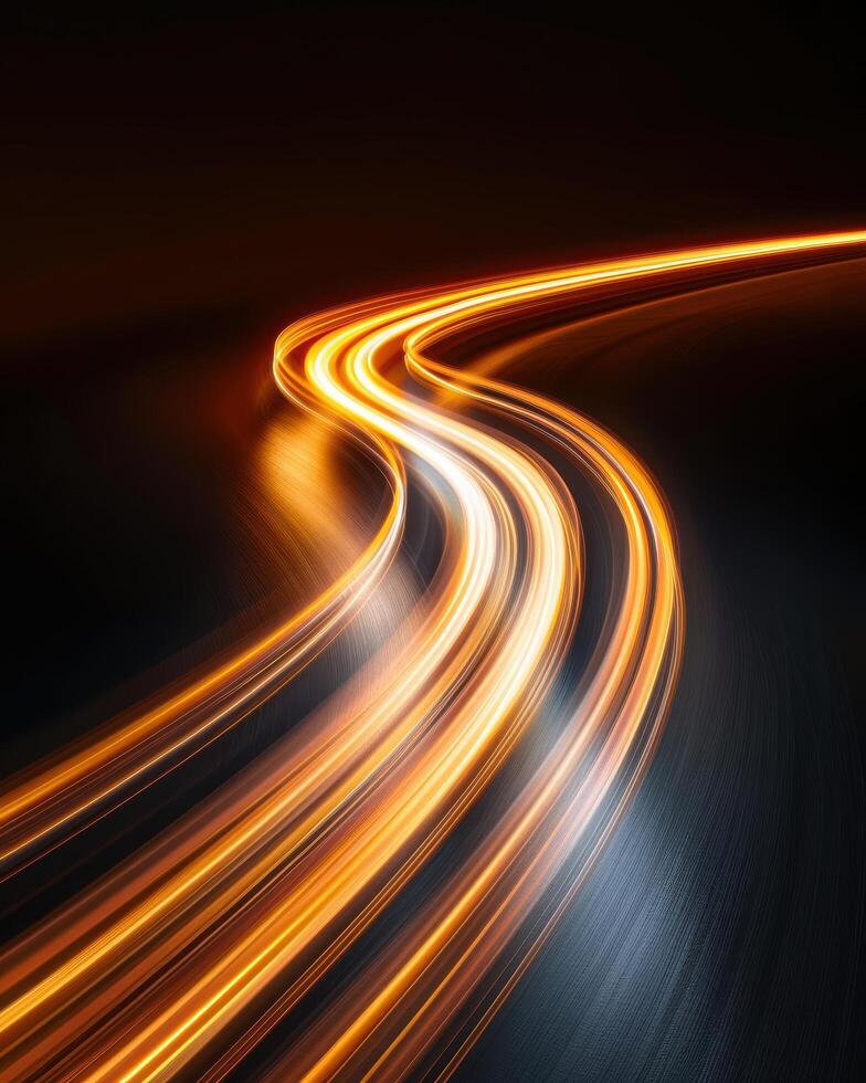 Blurred motion of speeding cars on a highway at night photo