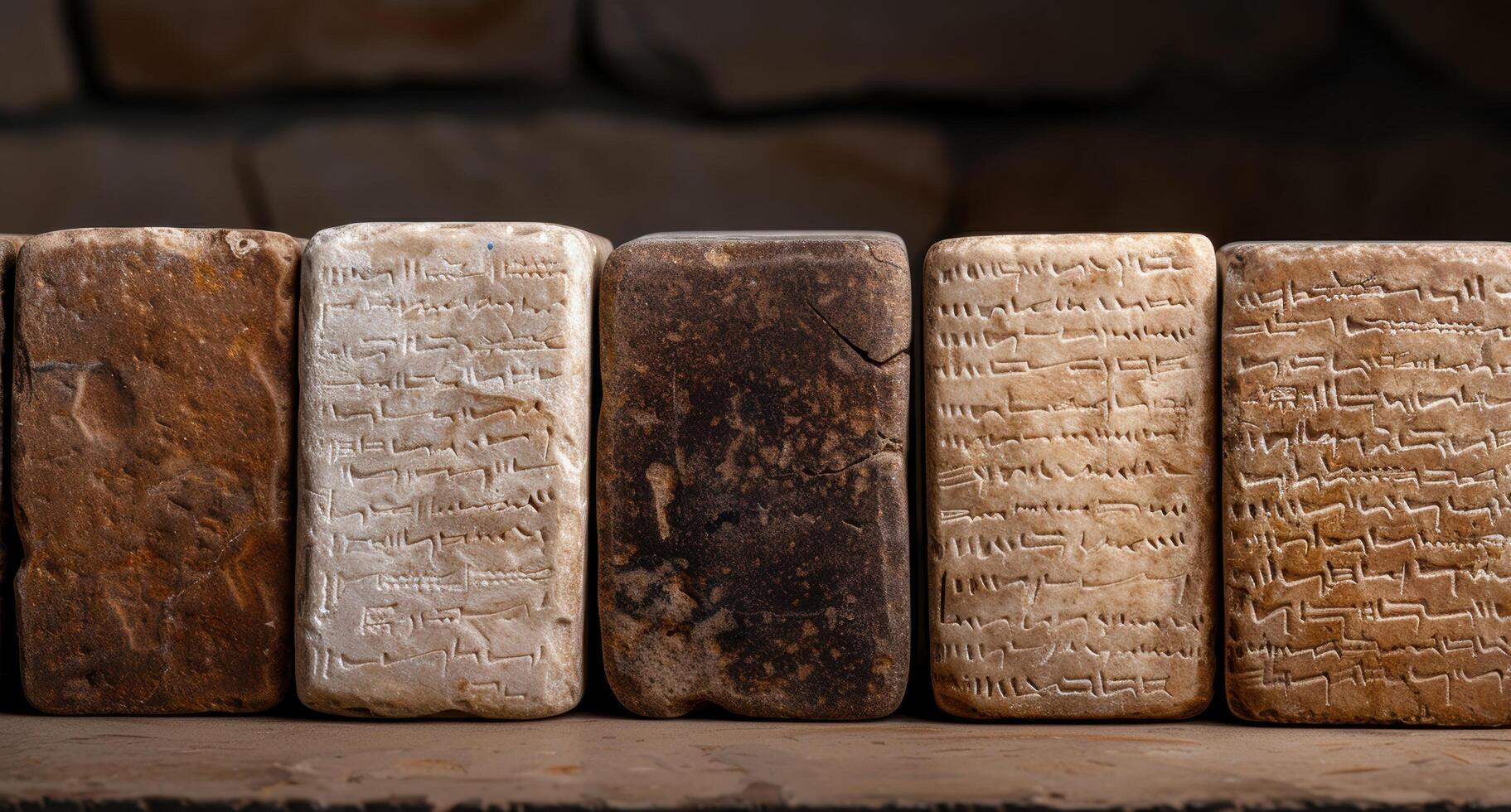 ancient cuneiform tablets with inscriptions photo