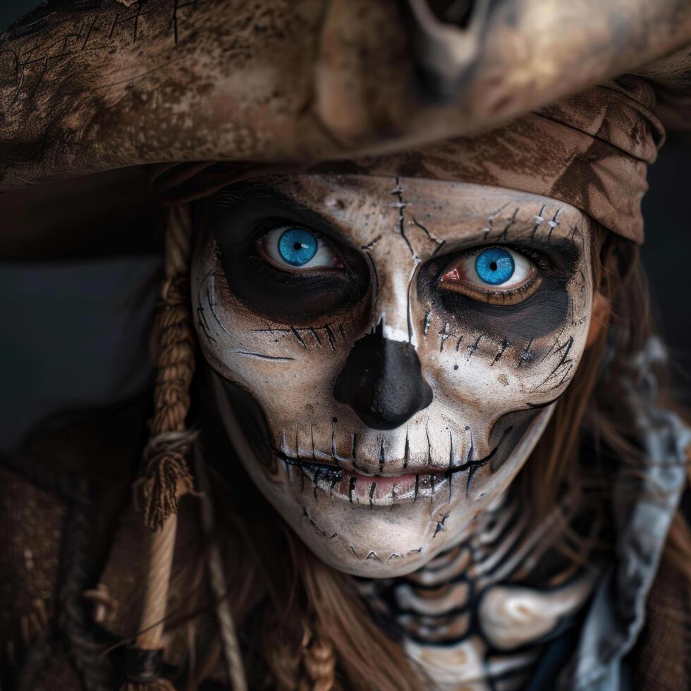 Haunting face of a creepy horror doll photo
