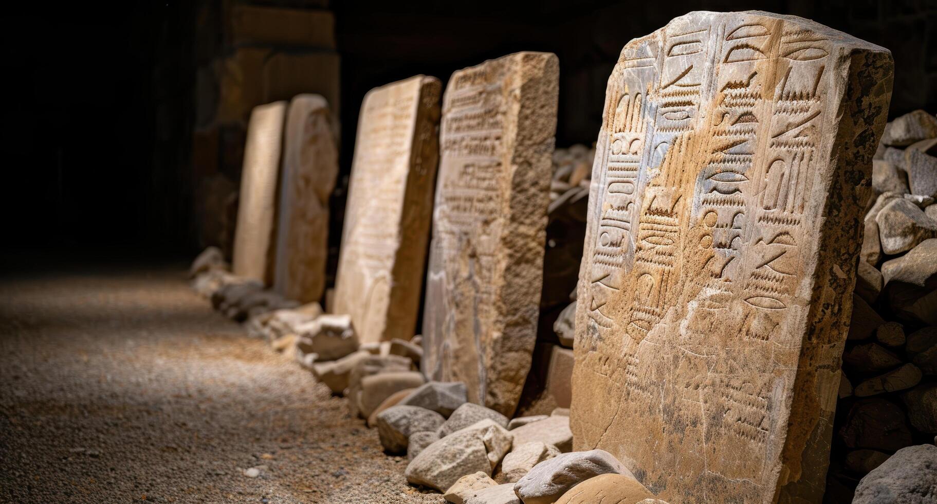 ancient egyptian hieroglyphic stone tablets photo
