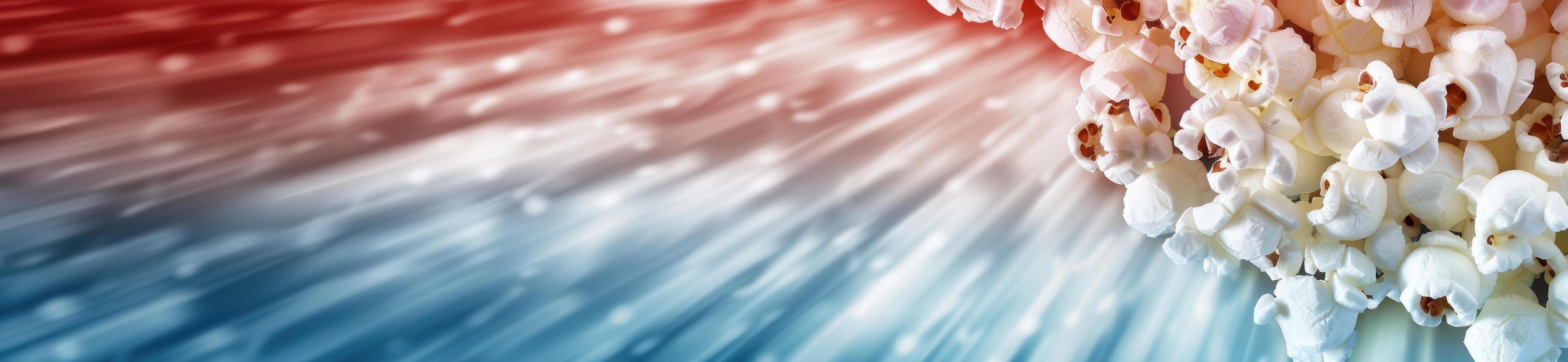 Vibrant popcorn background with blurred water photo