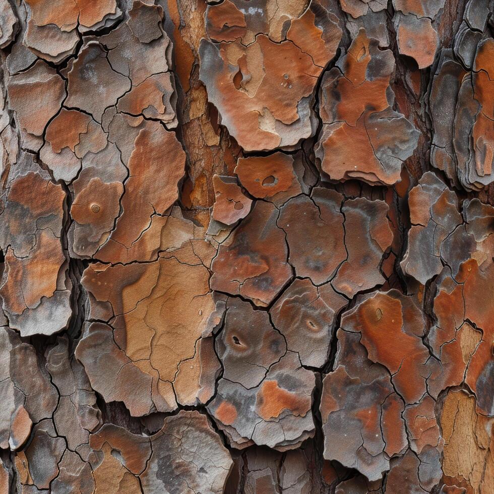 Textured bark of a tree with cracked, weathered surface photo