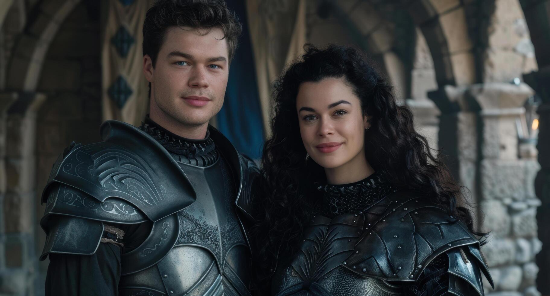 medieval fantasy couple in armor photo