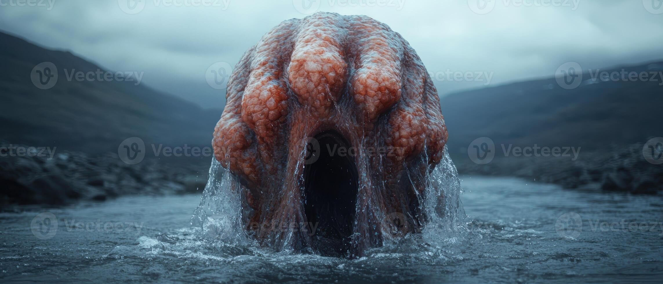 Mysterious creature emerging from the depths of the ocean photo