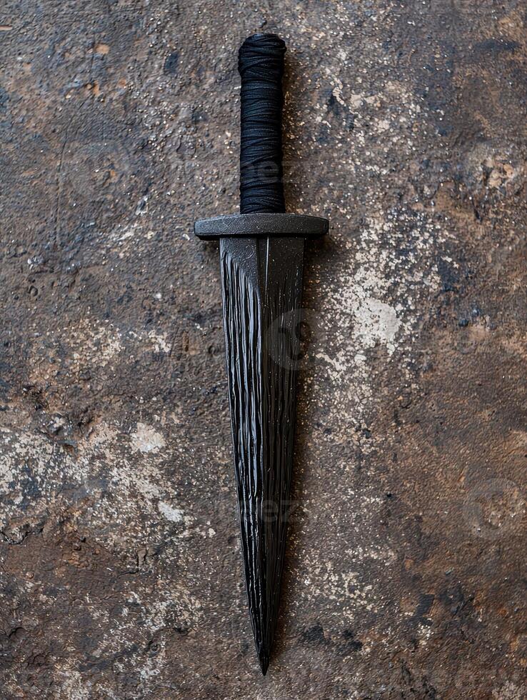 Black dagger on grunge background photo