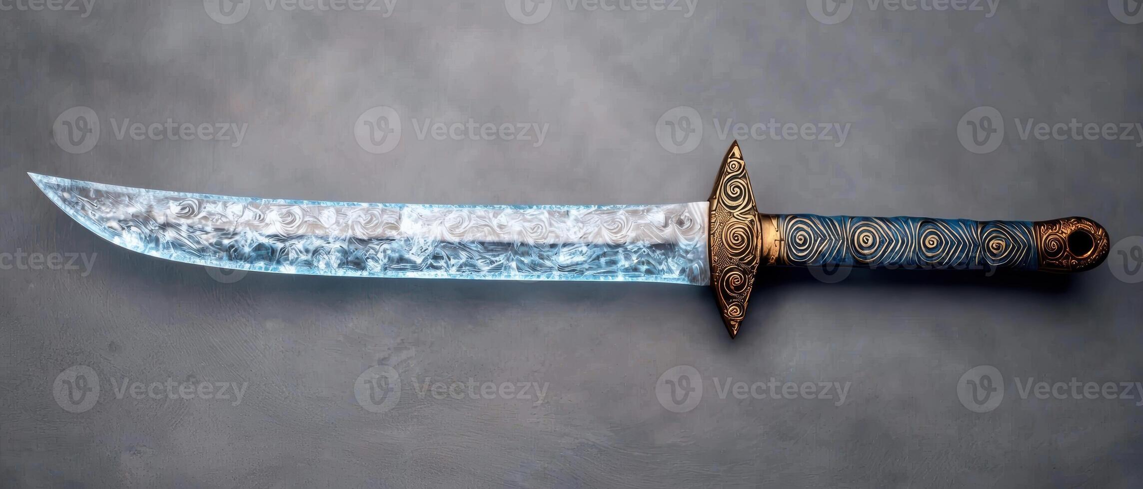 Ornate fantasy sword with intricate designs photo