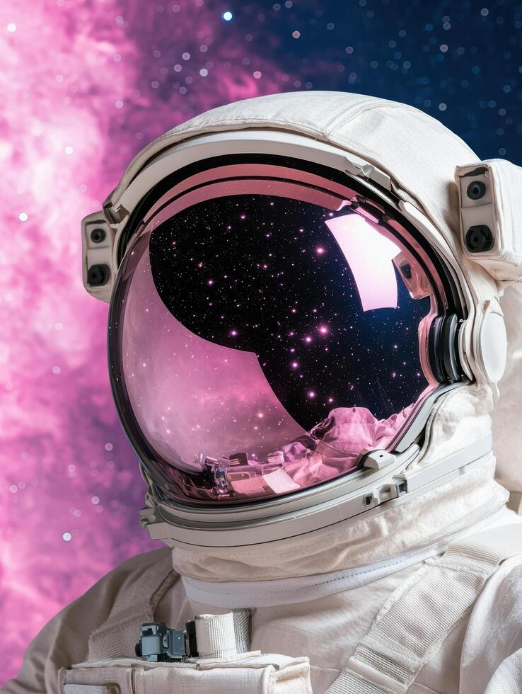 astronaut in space helmet reflecting galaxy photo