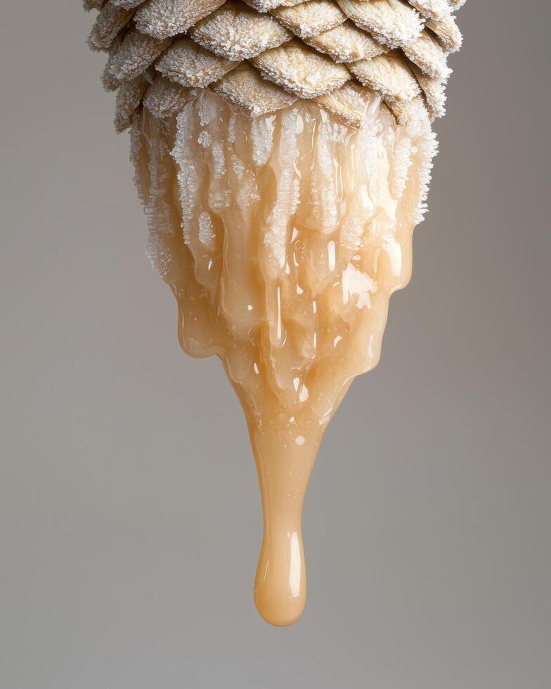 Icicle dripping honey like substance photo