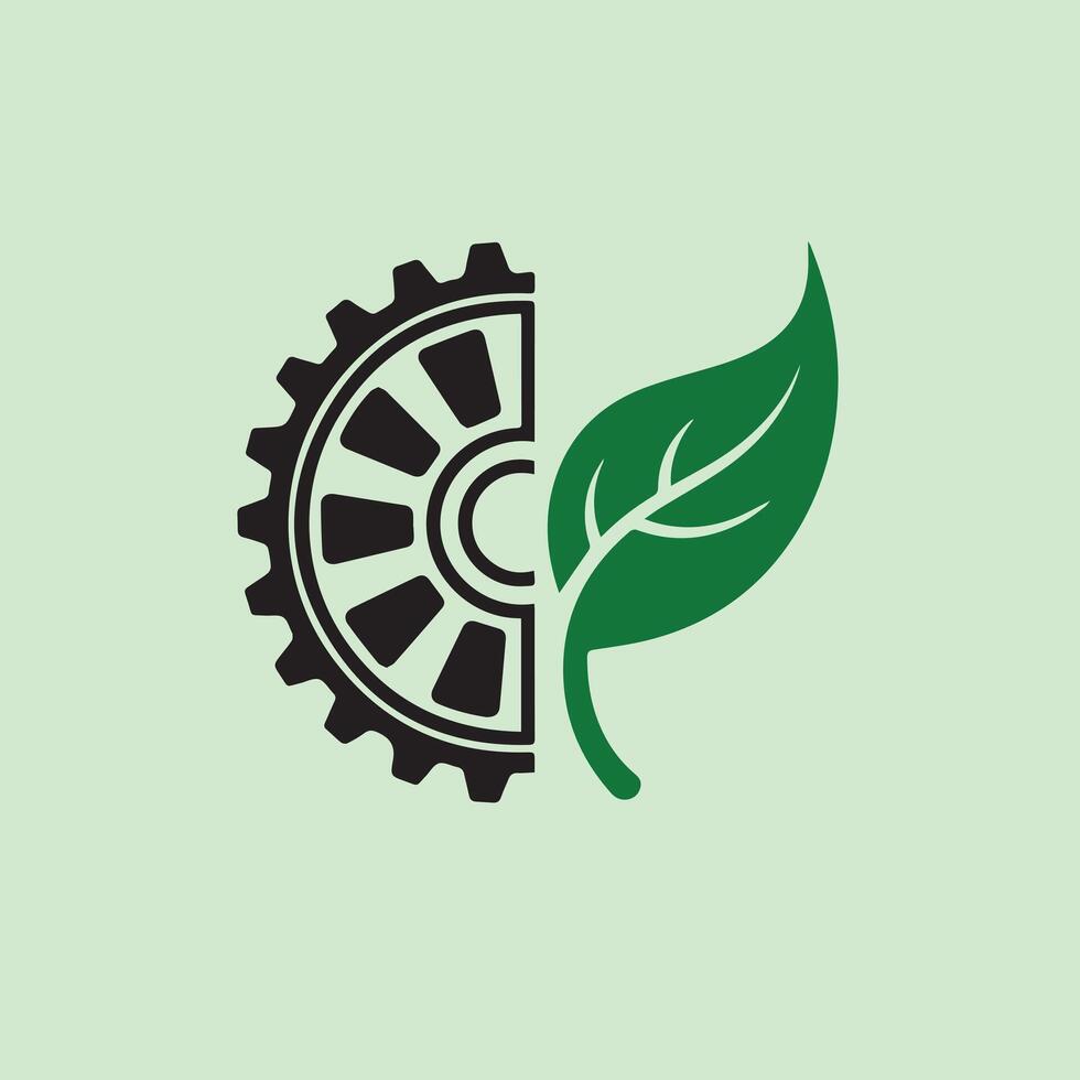 Green Eco Gear Symbol Design vector